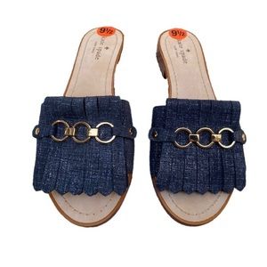 Kate Spade Fringe Denim Slides
